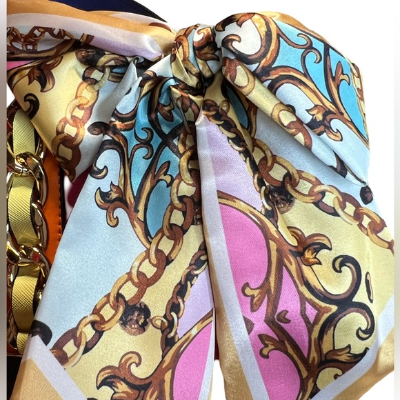 Aldo NWT Colorful Pink Blue Yellow Satchel Crossbody & Scarf Purse Bag (P054) - Picture 9 of 11